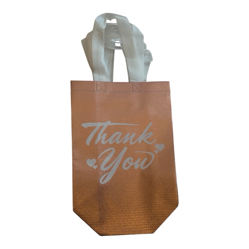 Copper/Rose Gold Tote Bag with Thank You Print - 6 bags